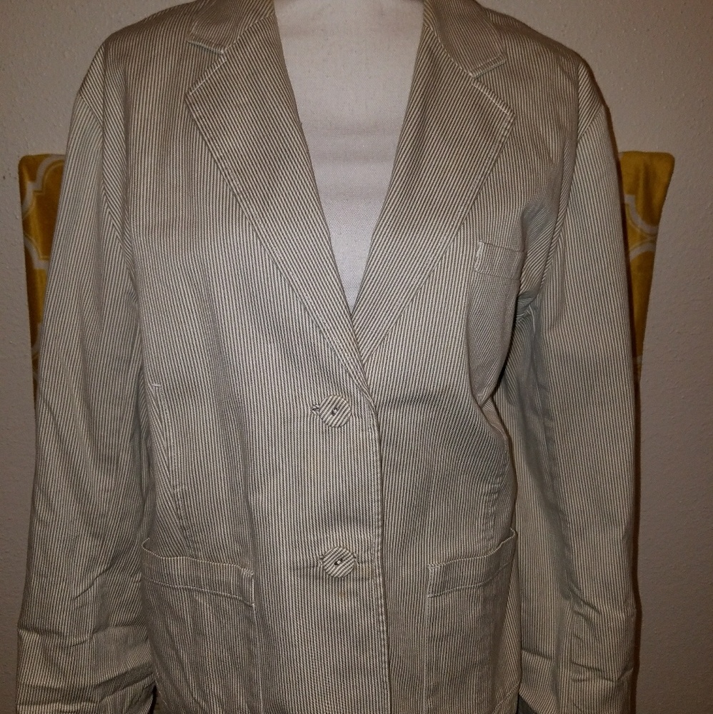 Talbots stripped blazer jacket